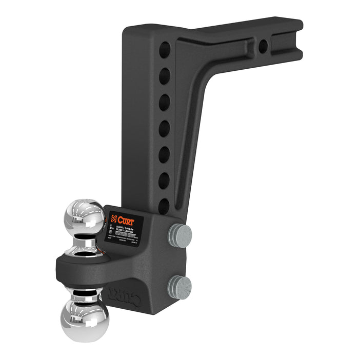CURT 45936 Deep-Drop Adjustable Trailer Hitch Ball Mount with Dual Ball, 2" Shank, 15K - Truck Part Superstore