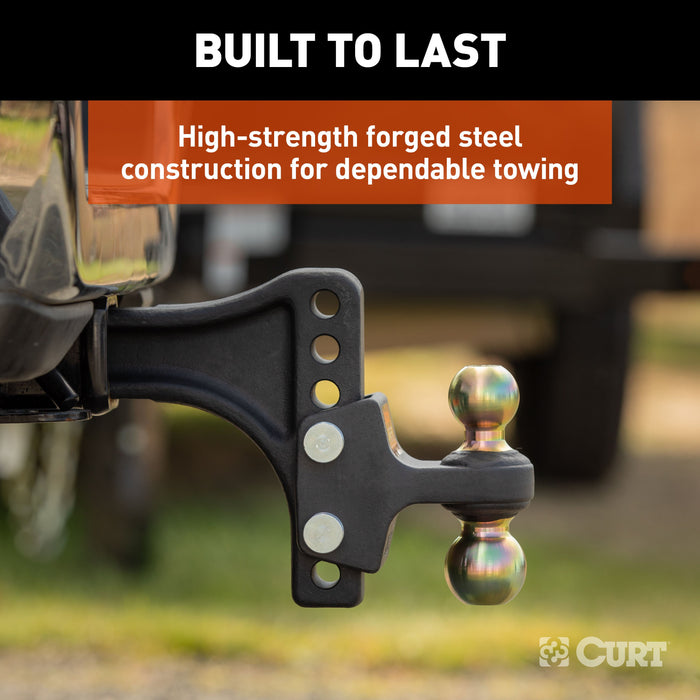 CURT 45937 HD Adjustable Trailer Hitch Ball Mount with Dual Ball, 2-1/2" Shank, 20K - Truck Part Superstore