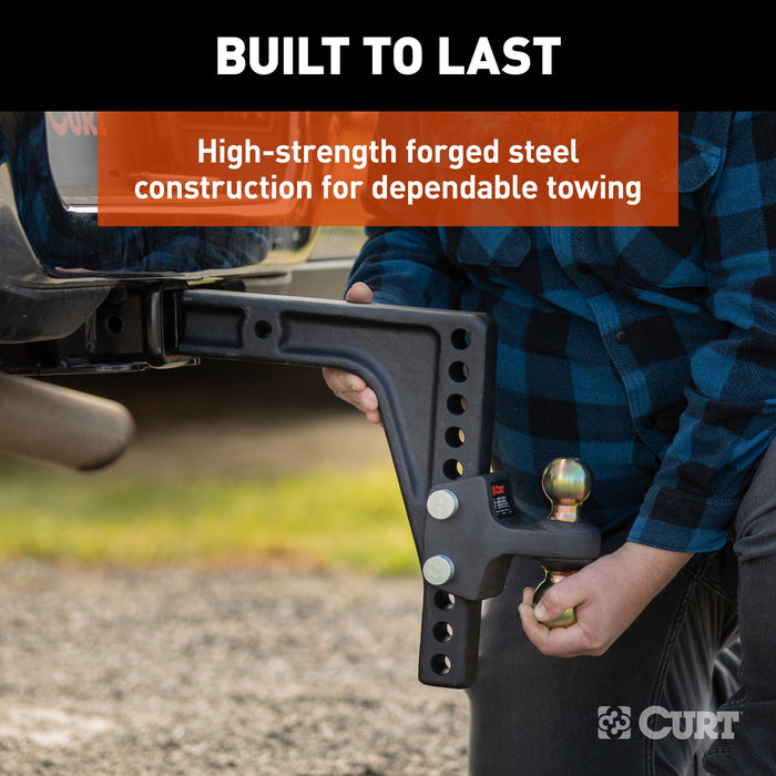 CURT 45939 HD Deep-Drop Adjustable Hitch Ball Mount with Dual Ball, 2-1/2" Shank, 20K - Truck Part Superstore