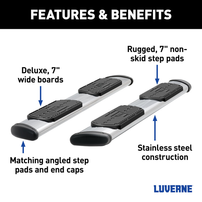 LUVERNE 477093-401733 Regal 7 Polished Stainless 93" Oval W2W Steps, Select Ford F-250, F-350, F-450 - Truck Part Superstore