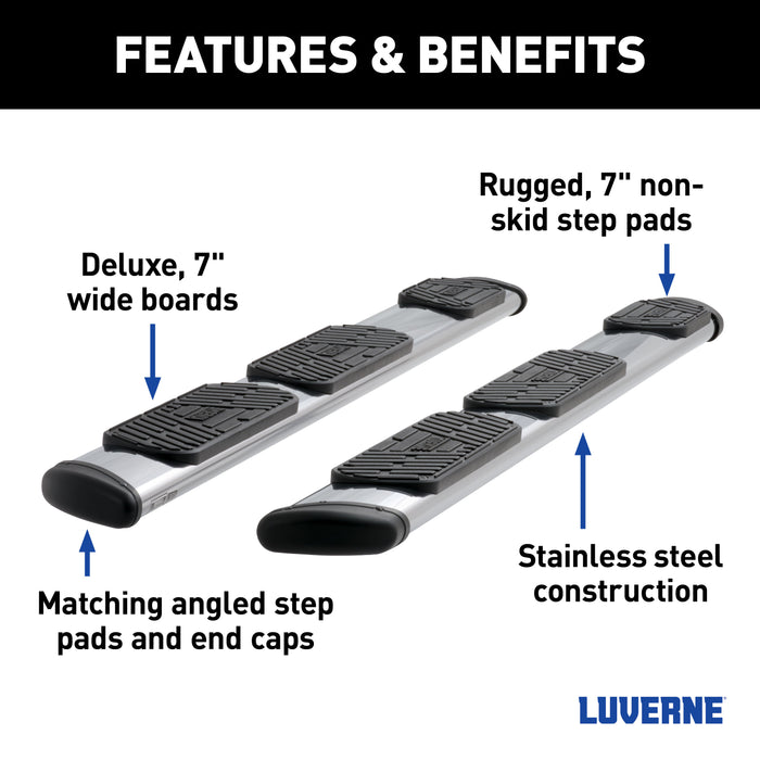 LUVERNE 477101-401733 Regal 7 Polished Stainless 101" Oval W2W Steps, Select Ford F-250, F-350, F-450 - Truck Part Superstore