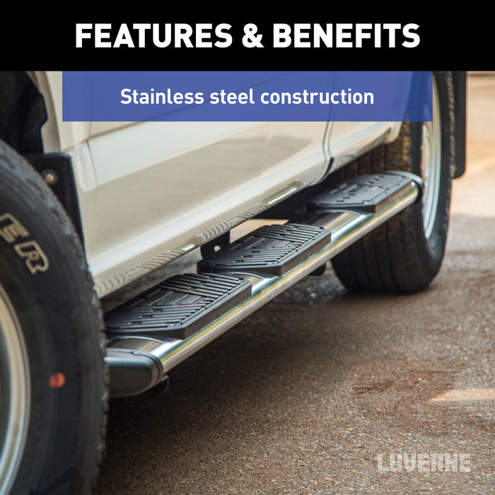 LUVERNE 477108-401733 Regal 7 Polished Stainless 108" Oval W2W Steps, Select Ford F-250, F-350, F-450 - Truck Part Superstore