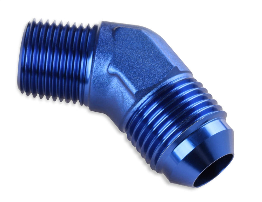 Mr Gasket 482307 Adapter Fitting; 45 Degree; -8 AN Male To 1/4 in. NPT Male; Anodized Blue; - Truck Part Superstore