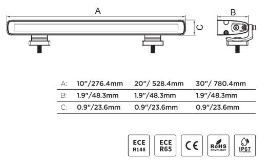 Go Rhino 750001014CBS Flash Series Lights - 10" Single Multi Function Light Bar - Truck Part Superstore