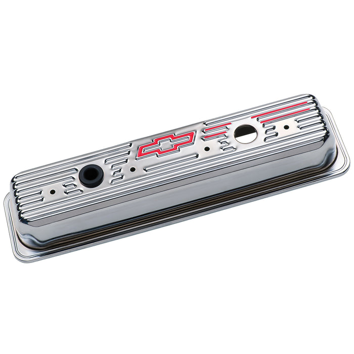 Proform 141-105 Engine Valve Covers; Center Bolt Style; Steel; Chrome w/Bowtie Logo; SB Chevy - Truck Part Superstore