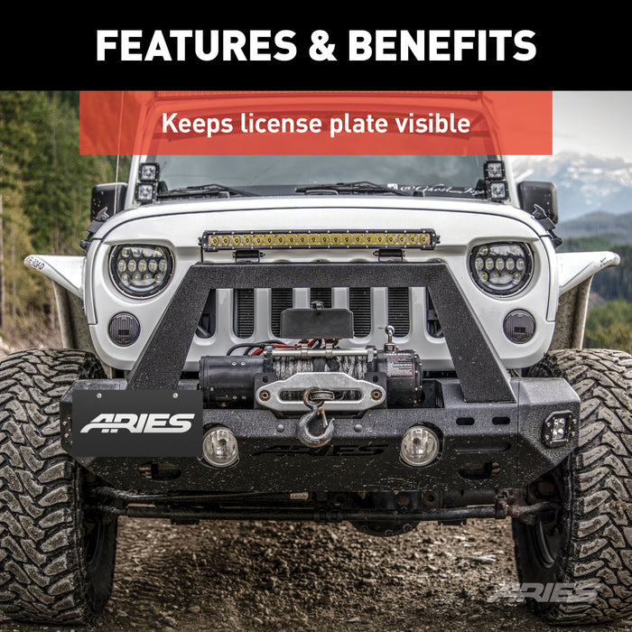 ARIES 55-0000 Jeep Bumper License Plate Bracket