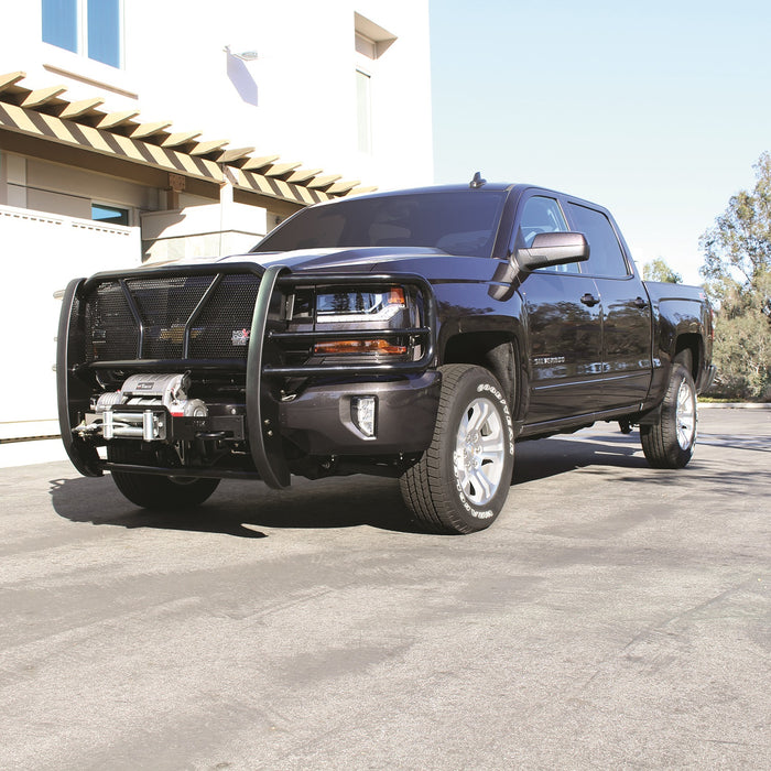 Westin 57-93875 HDX Winch Mount Grille Guard; Steel; Black Finish; - Truck Part Superstore