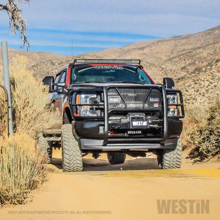 Westin 57-93905 HDX Winch Mount Grille Guard; Steel; Black Finish; - Truck Part Superstore