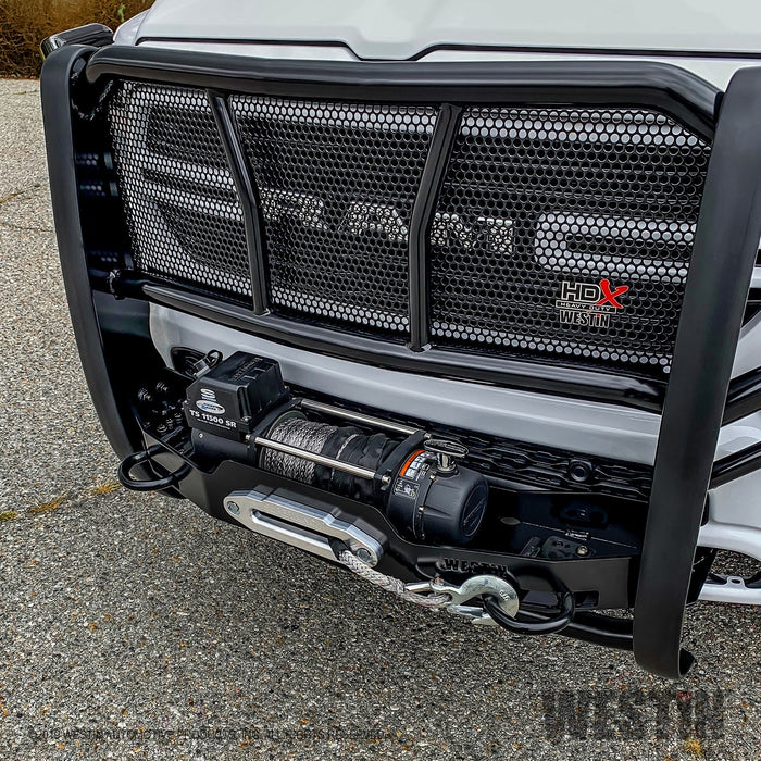 Westin 57-93975 HDX Winch Mount Grille Guard; Steel; Black Finish; - Truck Part Superstore