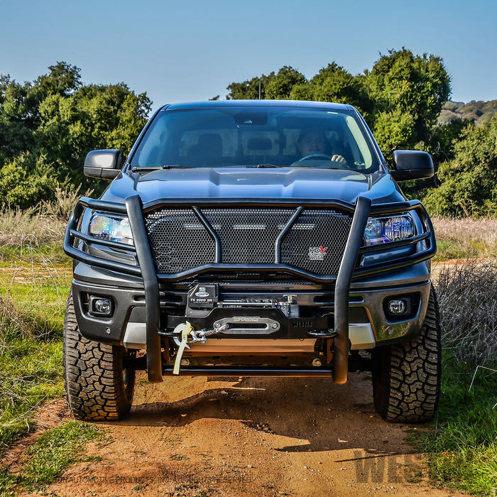 Westin 57-93985 HDX Winch Mount Grille Guard; Black; Steel; - Truck Part Superstore