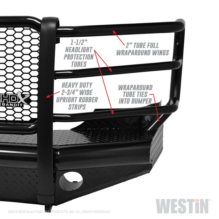 Westin 58-31115 HDX Bandit Front Bumper; Textured Black; - Truck Part Superstore
