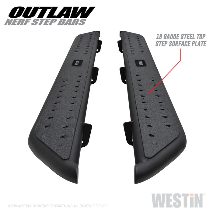 Westin 58-53715 Outlaw Nerf Step Bars; Textured Black; For Double Cab; - Truck Part Superstore