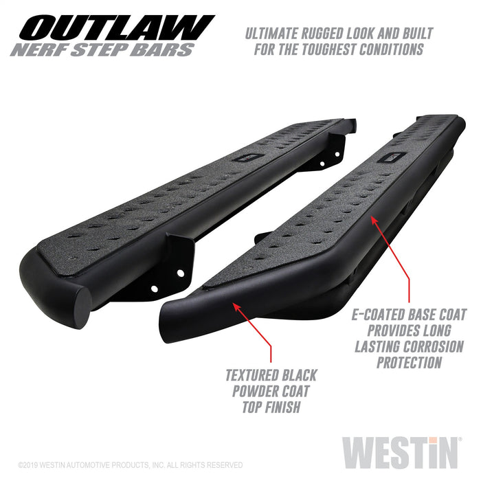 Westin 58-53935 Outlaw Nerf Step Bars; Textured Black; For Super Cab; - Truck Part Superstore