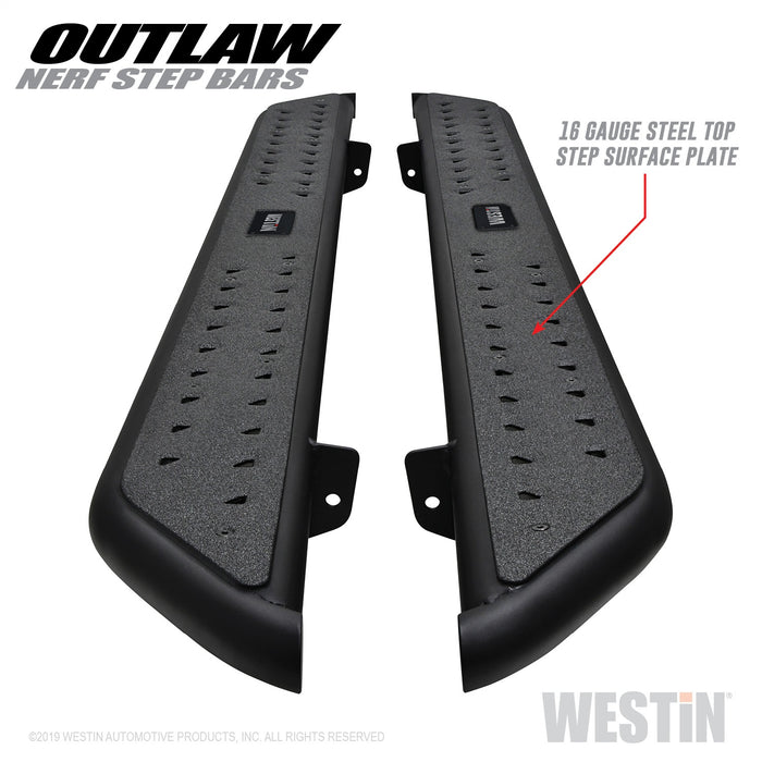 Westin 58-53935 Outlaw Nerf Step Bars; Textured Black; For Super Cab; - Truck Part Superstore