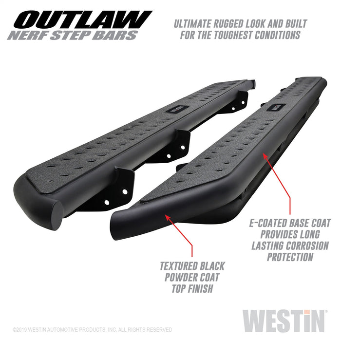 Westin 58-53945 Outlaw Nerf Step Bars; Textured Black; For Super Crew Cab; - Truck Part Superstore