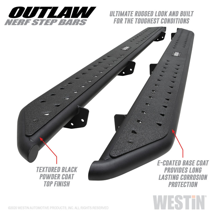 Westin 58-54165 Outlaw Nerf Step Bars; Textured Black; Steel; - Truck Part Superstore