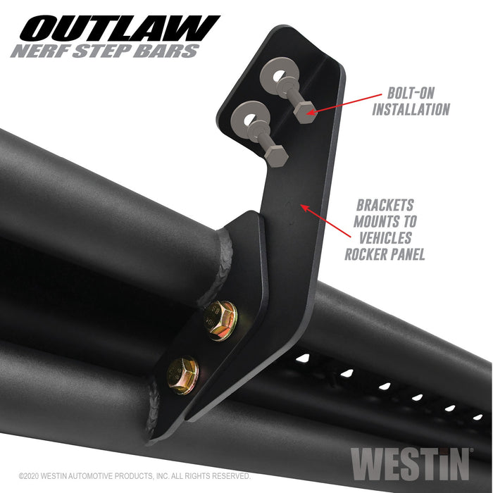 Westin 58-54165 Outlaw Nerf Step Bars; Textured Black; Steel; - Truck Part Superstore