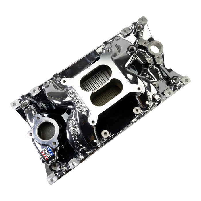 Edelbrock 7516-CP Edelbrock RPM Air-Gap Manifold for Small-Block Chevy Vortec, Chrome Plasma - Truck Part Superstore