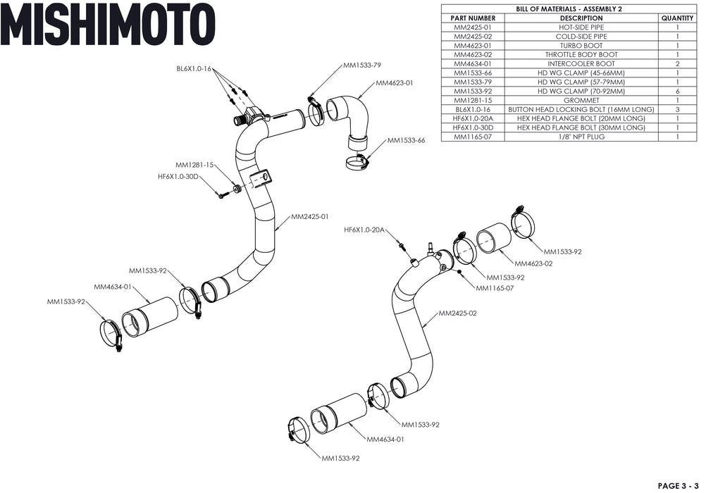 Mishimoto MMINT-BR23-21HKBKBK High-mount Intercooler Kit, 2021+ Ford Bronco 2.3L, Black Core, Black Pipes - Truck Part Superstore