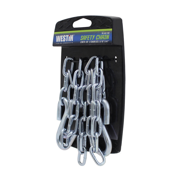 Westin 65-691102 Safety Chain; 3/16 in. x 41 in. w/2 3/8 in. S-Hooks; - Truck Part Superstore
