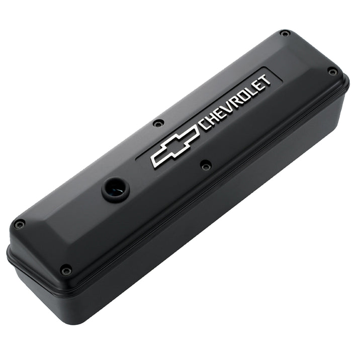 Proform 141-914 Engine Valve Cover; 2-Piece Tall Style; Die Cast; Black w/Bowtie Logo; SB Chevy - Truck Part Superstore