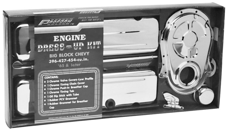 ProForm 66855 Engine Dress-Up Kit Chrome Steel Fits Big Block Chevy Engines Stock Chrome Proform - Truck Part Superstore