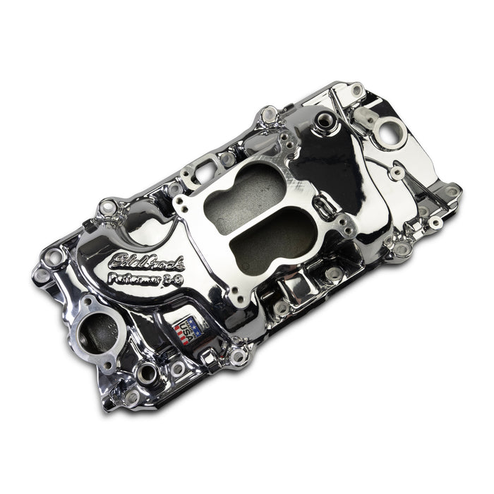 Edelbrock 2161-CP Performer 2-O Manifold for 1965-90 B/B Chevy Oval Port Heads, Chrome Plasma - Truck Part Superstore