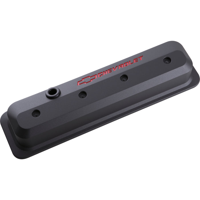 Proform 141-845 Valve Covers; SBC; 87-Pre LS; Ctr Bolt; Tall; Alum; Black Crinkle; Rec Emblems - Truck Part Superstore