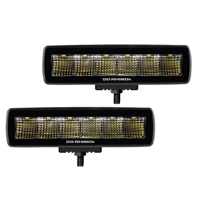 Go Rhino 750300621FBS Blackout Series Lights - Pair of Sixline Flood Light Kit - Truck Part Superstore