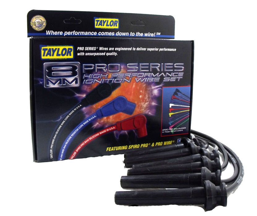 Taylor Cable 72007 8mm Spiro-Pro Ignition Wire Set; Spiro-Wound Core; Custom Fit; 90 deg.; Black; - Truck Part Superstore
