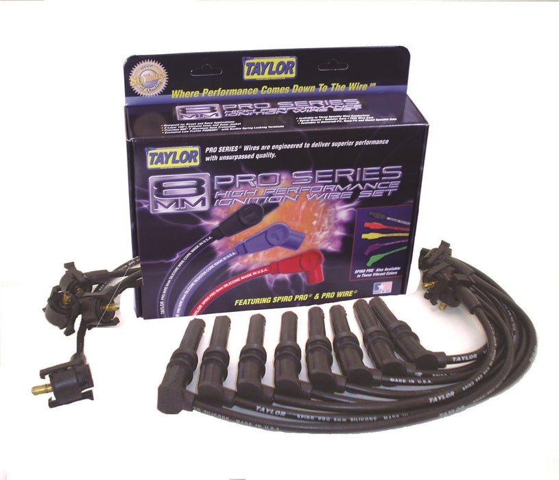 Taylor Cable 72020 8mm Spiro-Pro Ignition Wire Set; Black; Stock; 9.5 in.; OE Spark Plug Boot; - Truck Part Superstore