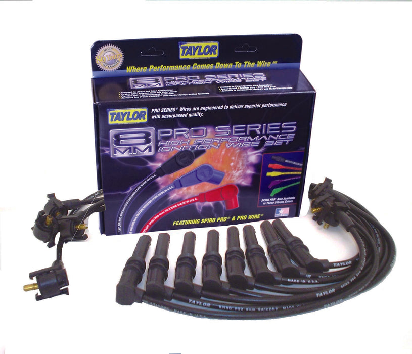 Taylor Cable 72020 8mm Spiro-Pro Ignition Wire Set; Black; Stock; 9.5 in.; OE Spark Plug Boot; - Truck Part Superstore