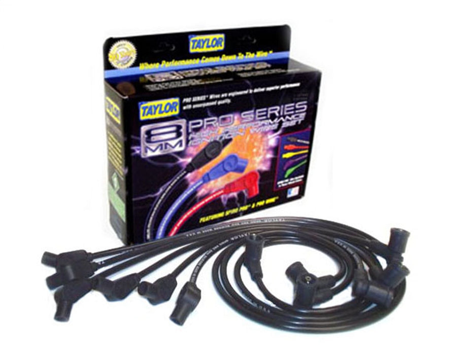 Taylor Cable 72036 8mm Spiro-Pro Ignition Wire Set; Spiro-Wound Core; Custom Fit; 135 deg.; Black; - Truck Part Superstore