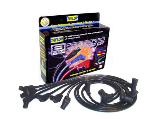 Taylor Cable 72038 8mm Spiro-Pro Ignition Wire Set; Spiro-Wound Core; Custom Fit; 135 deg.; Black; - Truck Part Superstore