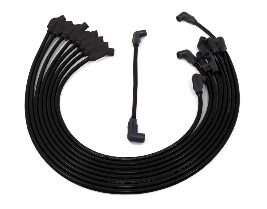 Taylor Cable 72056 8mm Spiro-Pro Ignition Wire Set; Spiro-Wound Core; Custom Fit; 135 deg.; Black; - Truck Part Superstore