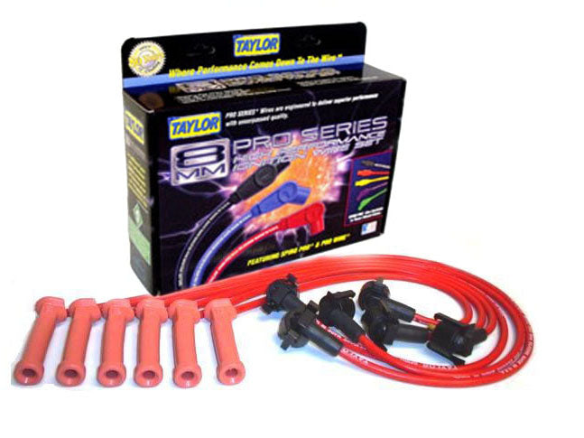 Taylor Cable 72232 8mm Spiro-Pro Ignition Wire Set; Red; Stock; 9.5 in.; OE Spark Plug Boot; - Truck Part Superstore