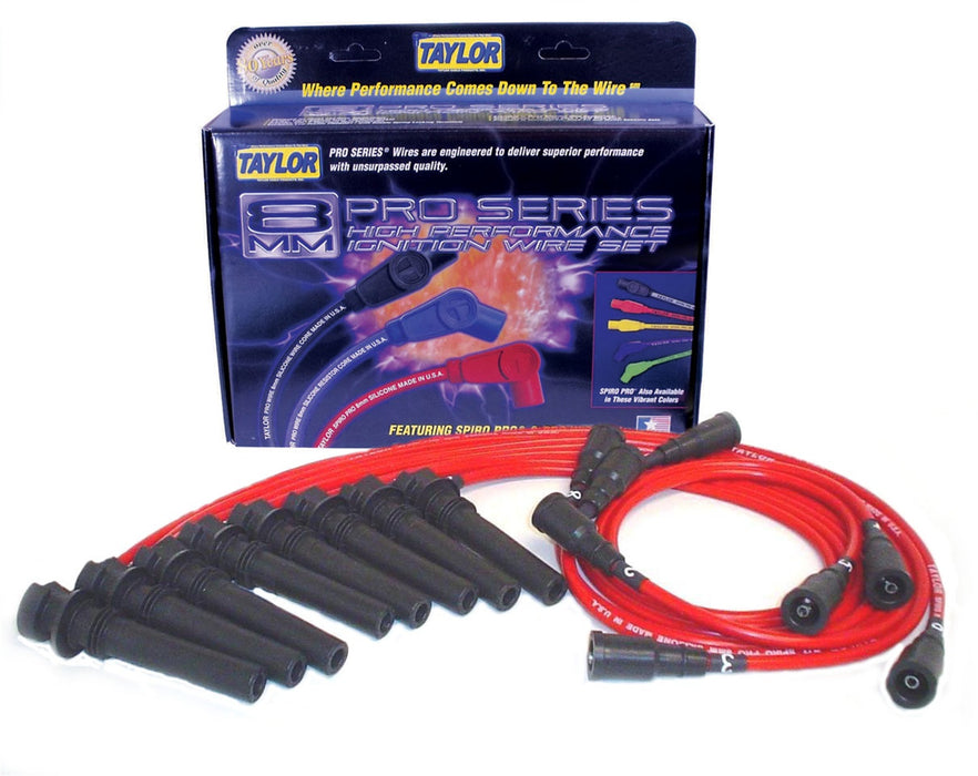 Taylor Cable 72234 8mm Spiro-Pro Ignition Wire Set; Red; Stock; 9.5 in.; OE Spark Plug Boot; - Truck Part Superstore