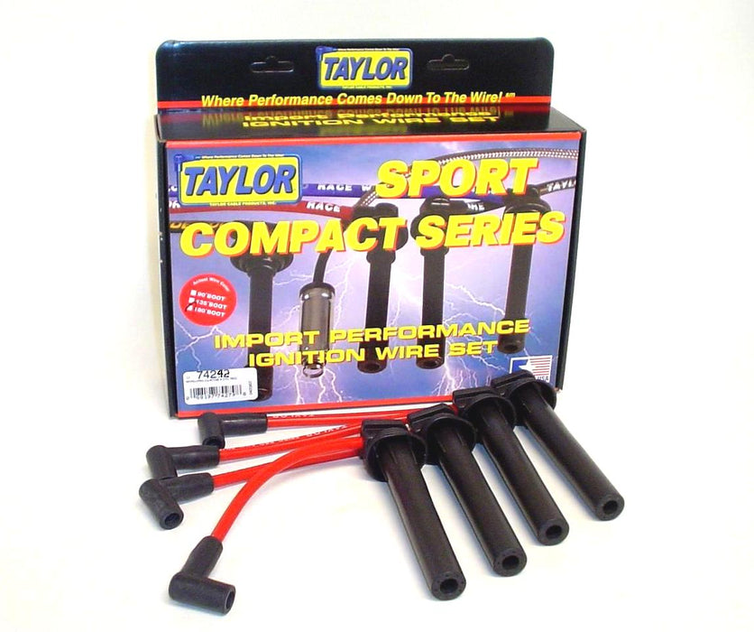 Taylor Cable 72242 8mm Spiro-Pro Ignition Wire Set; Red; Stock; 9.5 in.; OE Spark Plug Boot; - Truck Part Superstore