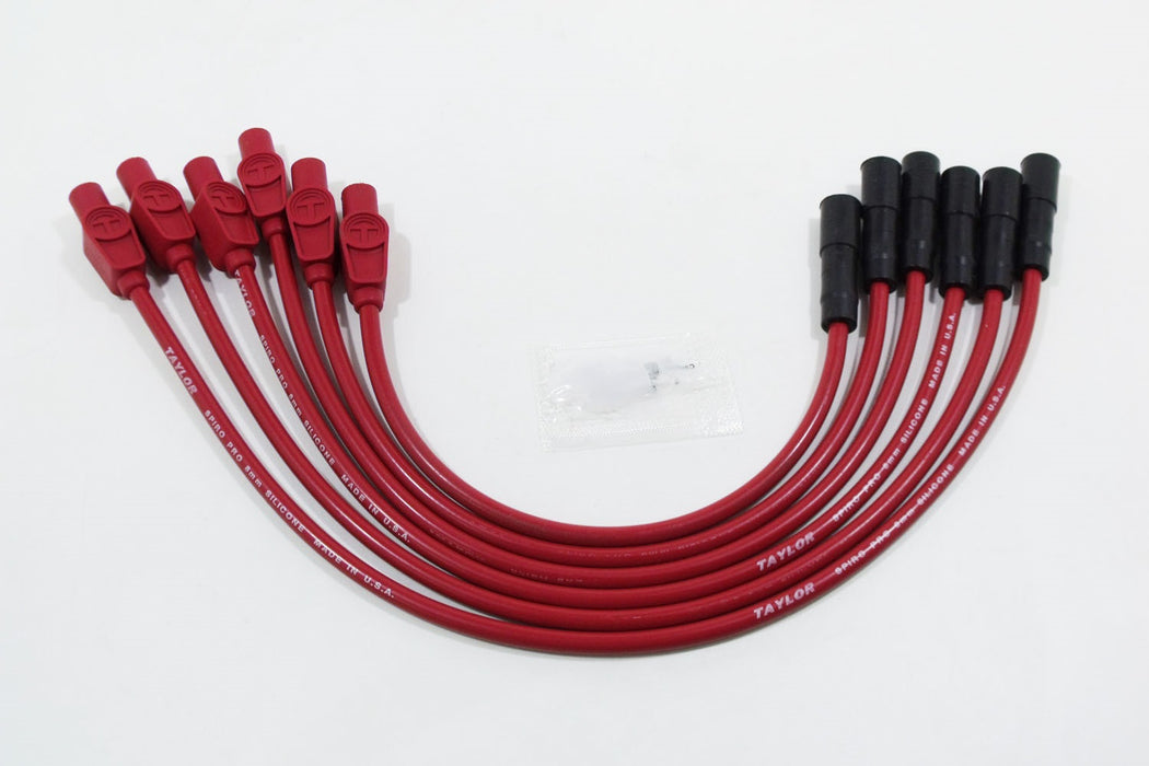 Taylor Cable 72243 8mm Spiro-Pro Ignition Wire Set; Red; Stock; 11.75 in.; 180 Deg. Plug Boot; - Truck Part Superstore