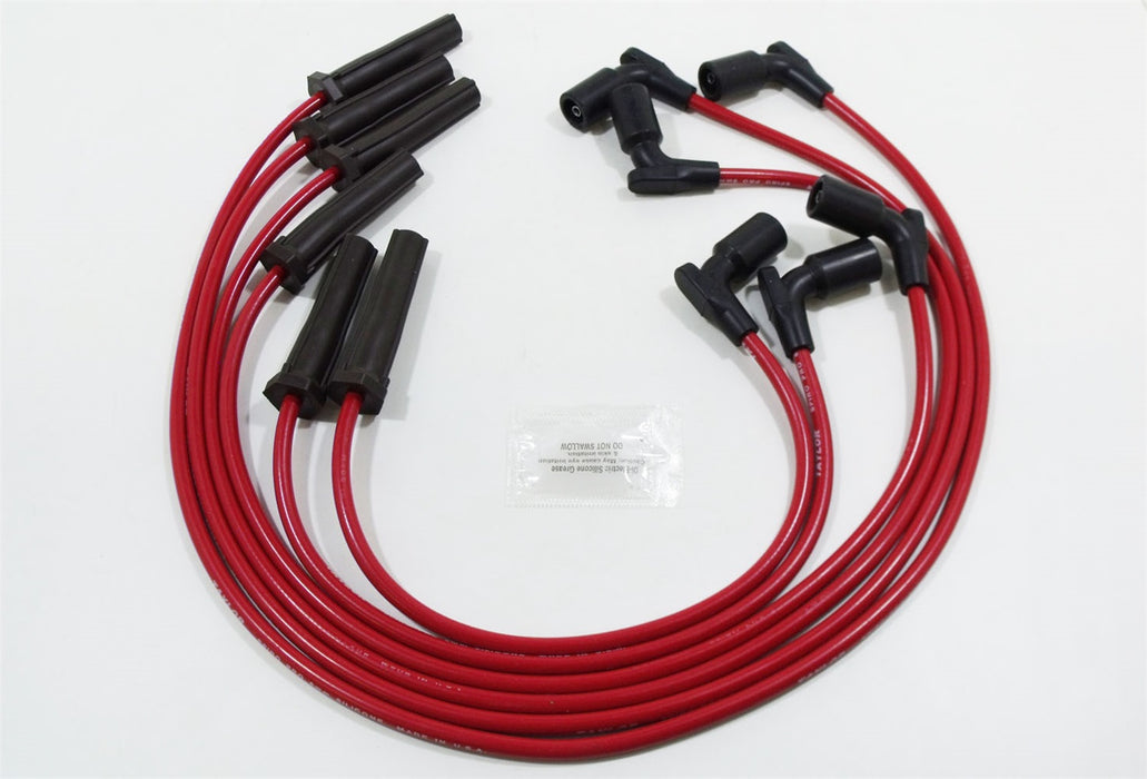 Taylor Cable 72247 8mm Spiro-Pro Ignition Wire Set; Red; Stock; 9.5 in.; OE Spark Plug Boot; - Truck Part Superstore