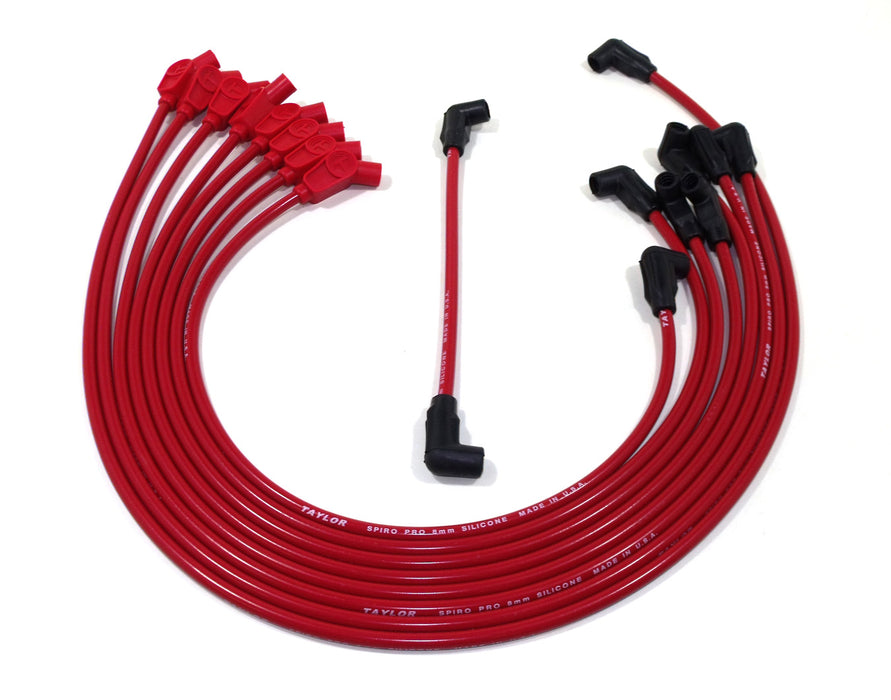 Taylor Cable 72256 8mm Spiro-Pro Ignition Wire Set; Spiro-Wound; Custom Fit; 135 deg.; 8 cyl.; Red; - Truck Part Superstore