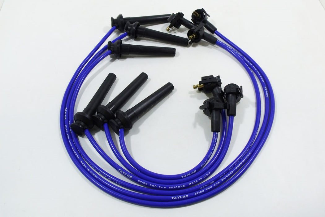 Taylor Cable 72607 8mm Spiro-Pro Ignition Wire Set; Spiro-Wound; Custom Fit; 90 deg.; Blue; - Truck Part Superstore
