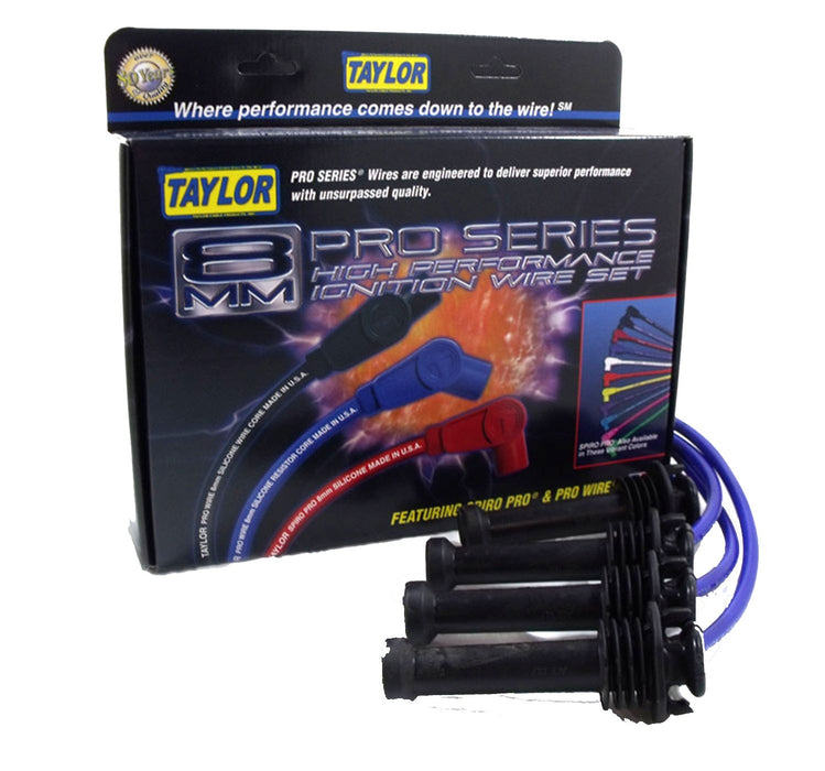 Taylor Cable 72609 8mm Spiro-Pro Ignition Wire Set; Blue; Stock; 9.5 in.; OE Spark Plug Boot; - Truck Part Superstore