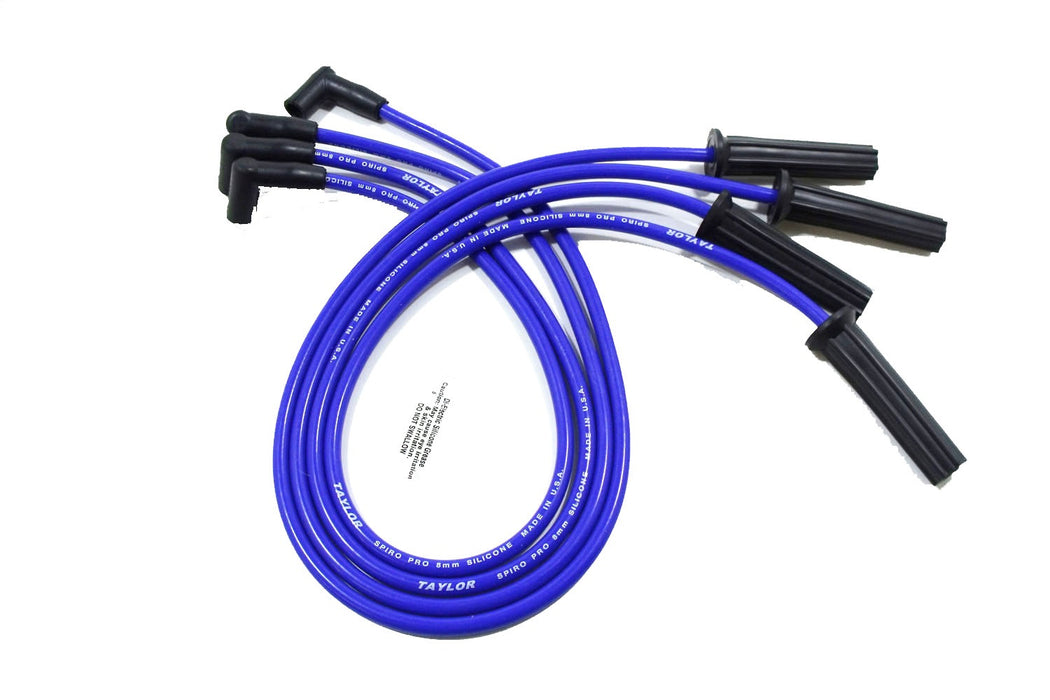 Taylor Cable 72611 8mm Spiro-Pro Ignition Wire Set; Blue; Stock; 11.75 in.; 180 Deg. Plug Boot; - Truck Part Superstore