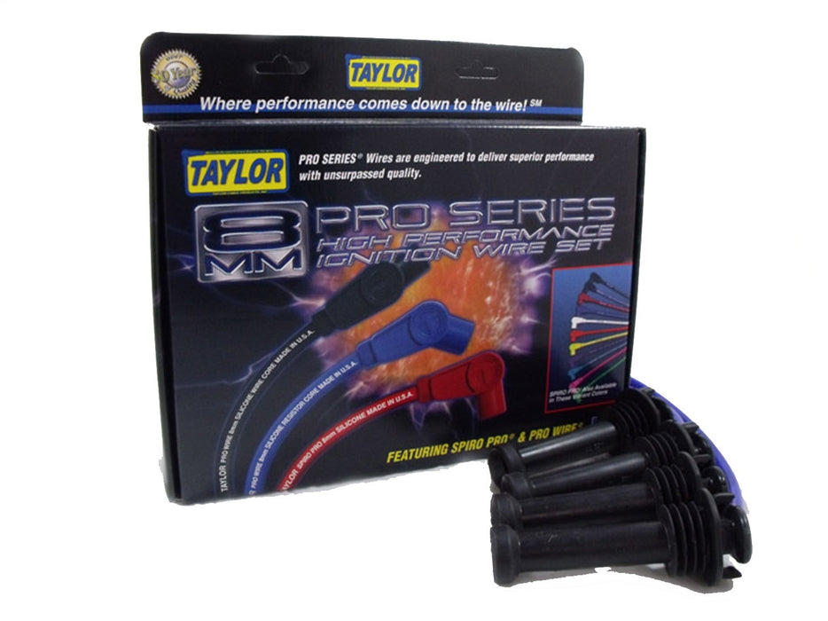 Taylor Cable 72615 8mm Spiro-Pro Ignition Wire Set; Blue; Stock; 9.5 in.; OE Spark Plug Boot; - Truck Part Superstore