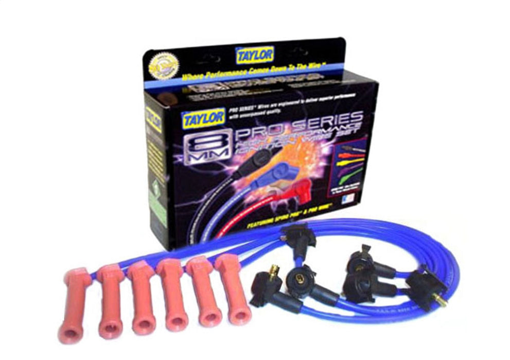 Taylor Cable 72632 8mm Spiro-Pro Ignition Wire Set; Blue; Stock; 9.5 in.; OE Spark Plug Boot; - Truck Part Superstore