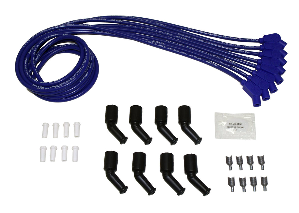Taylor Cable 73663 8mm Spiro-Pro Ignition Wire Set; Spiro-Wound; LS Universal; 135 deg. Boot; Blue; - Truck Part Superstore