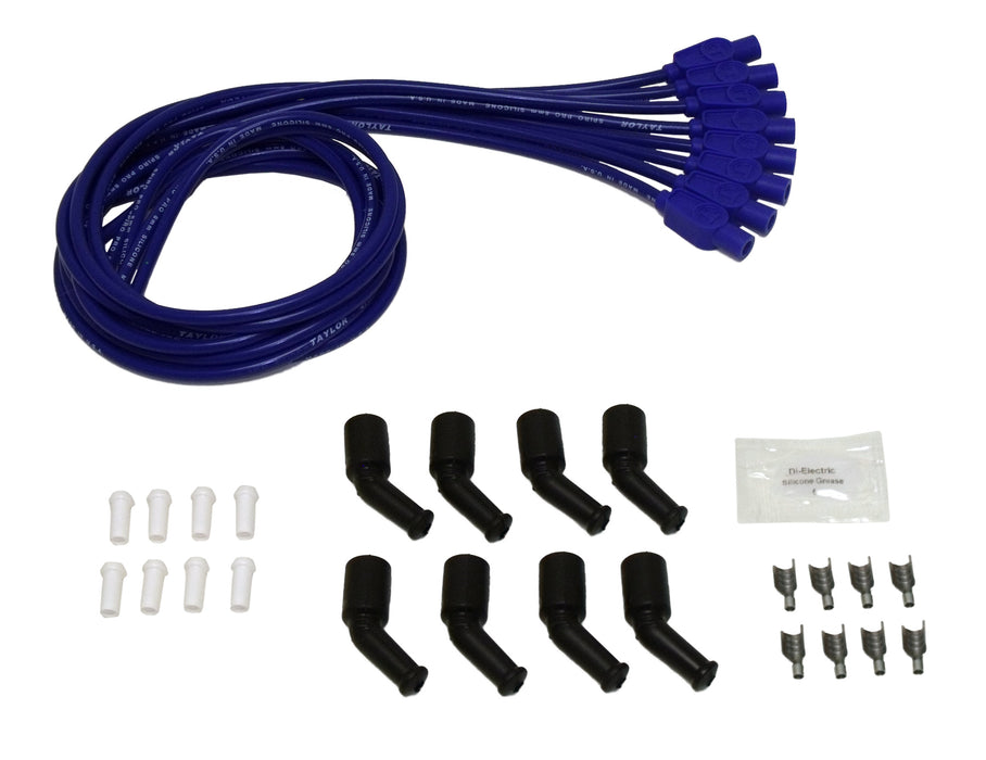 Taylor Cable 73665 8mm Spiro-Pro Ignition Wire Set; Spiro-Wound; LS Universal; 180 deg. Boot; Blue; - Truck Part Superstore
