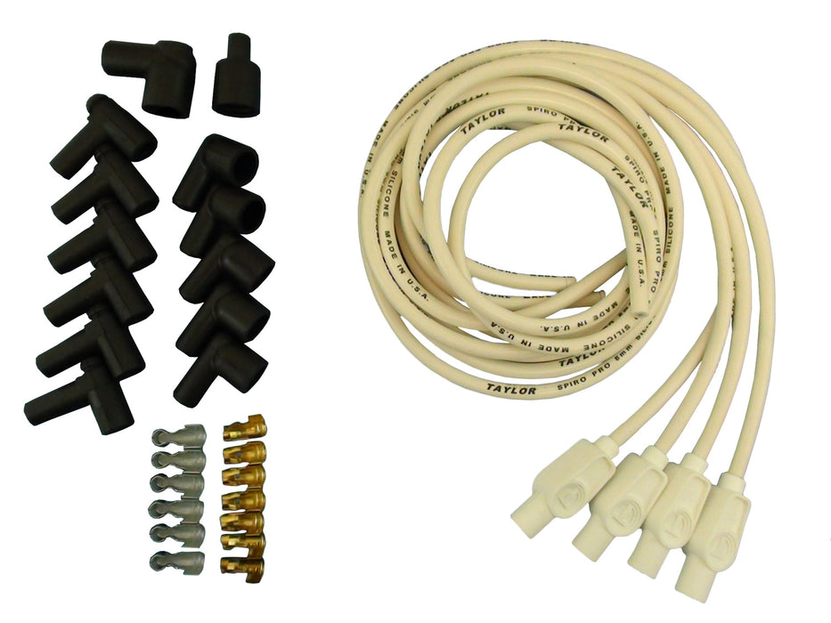 Taylor Cable 73935 8mm Spiro-Pro univ 4 cyl 180 hot white - Truck Part Superstore