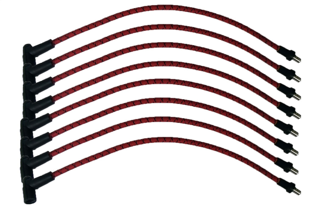 Taylor Cable 73053-C4S 7mm Spiro-Pro Cloth Ignition Wire Set; Red w/Black Tracer; Universal; 8 Cyl; - Truck Part Superstore
